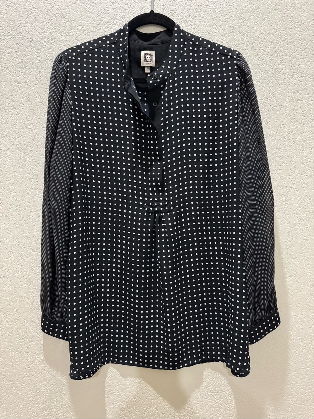 Anne Klein Black and White Polka Dot Tunic Top